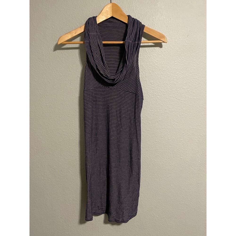 Warrior Within Designs Womens Mini Dress Small Navy Striped Cowl Neck Lagenlook